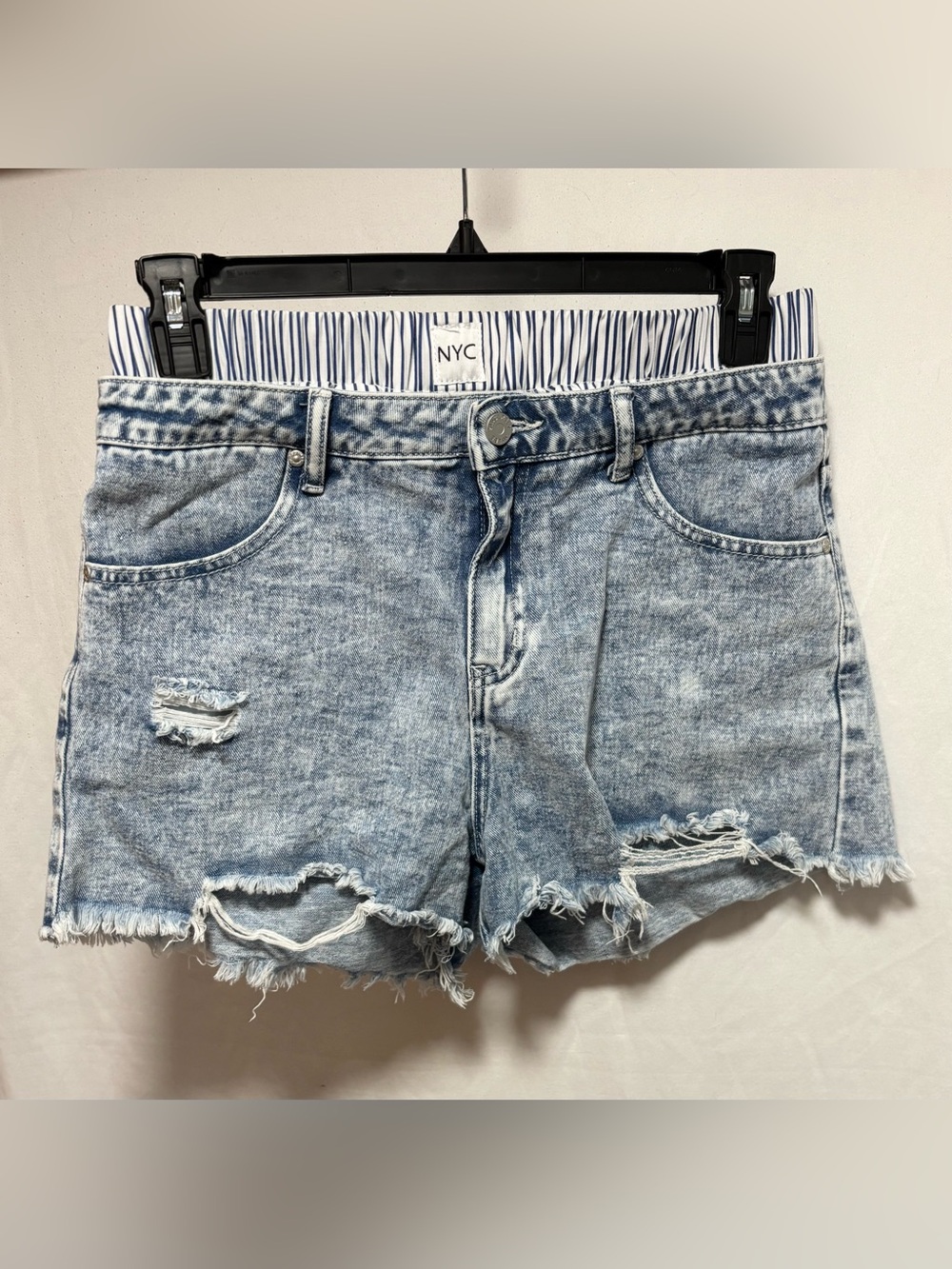 Sincerely Jules Light Blue Acid Wash Denim Shorts